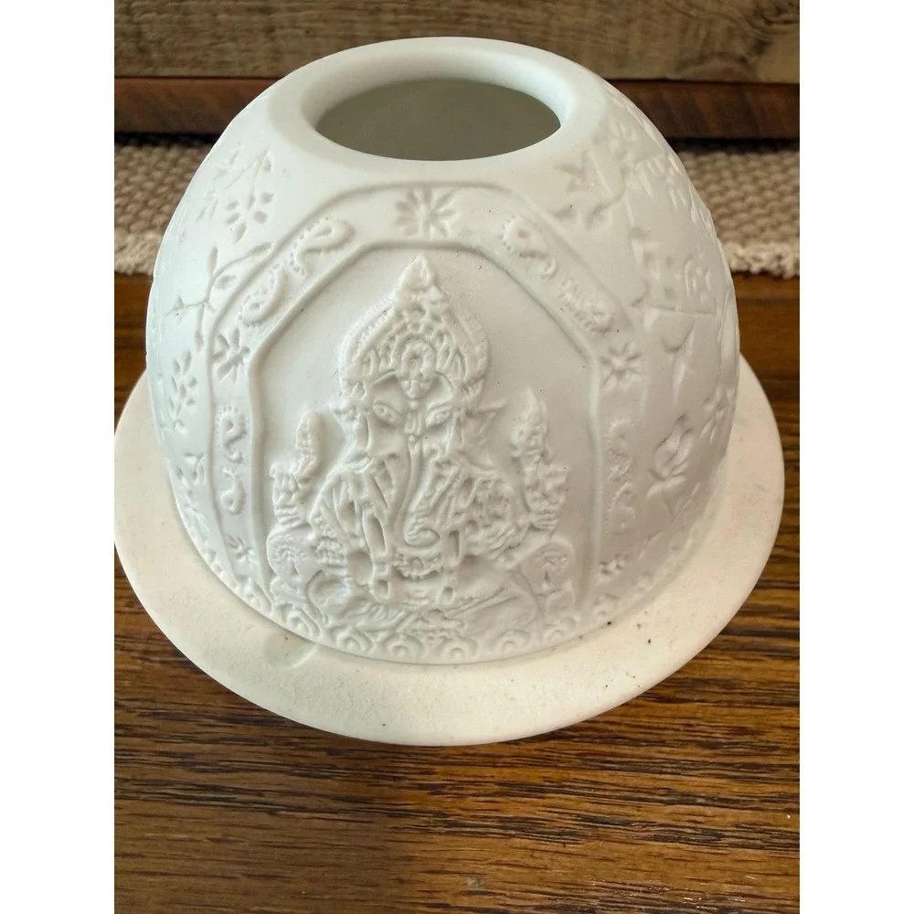 Bernardaud Limoges Ganesha Lithophanie Porcelain Votive Candle Holder France